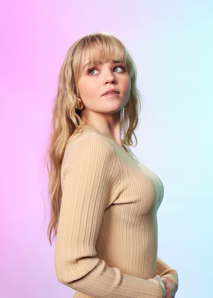 megan stott in Beige Sweater