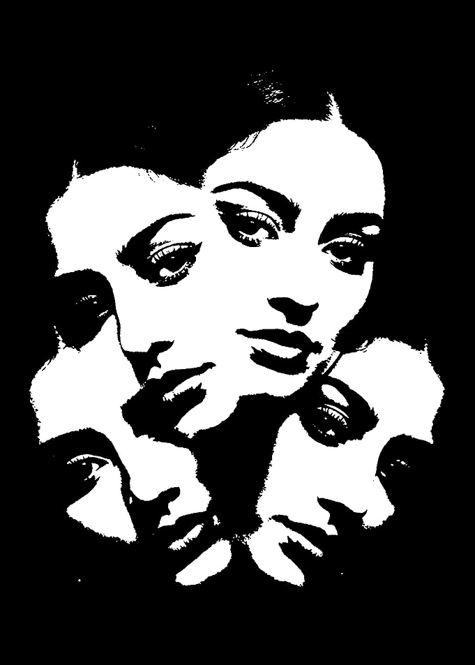 Monochromatic Collage of Woman's Faces