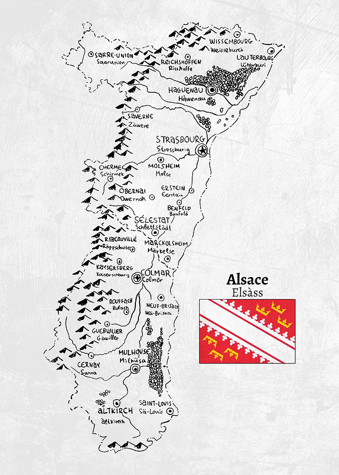 Handdrawn Map of Alsace