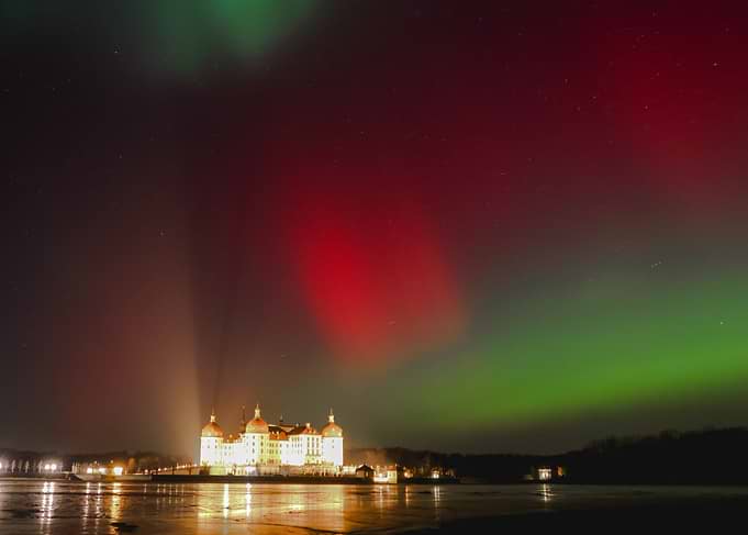 Aurora Borealis over the Castle of Moritzburg