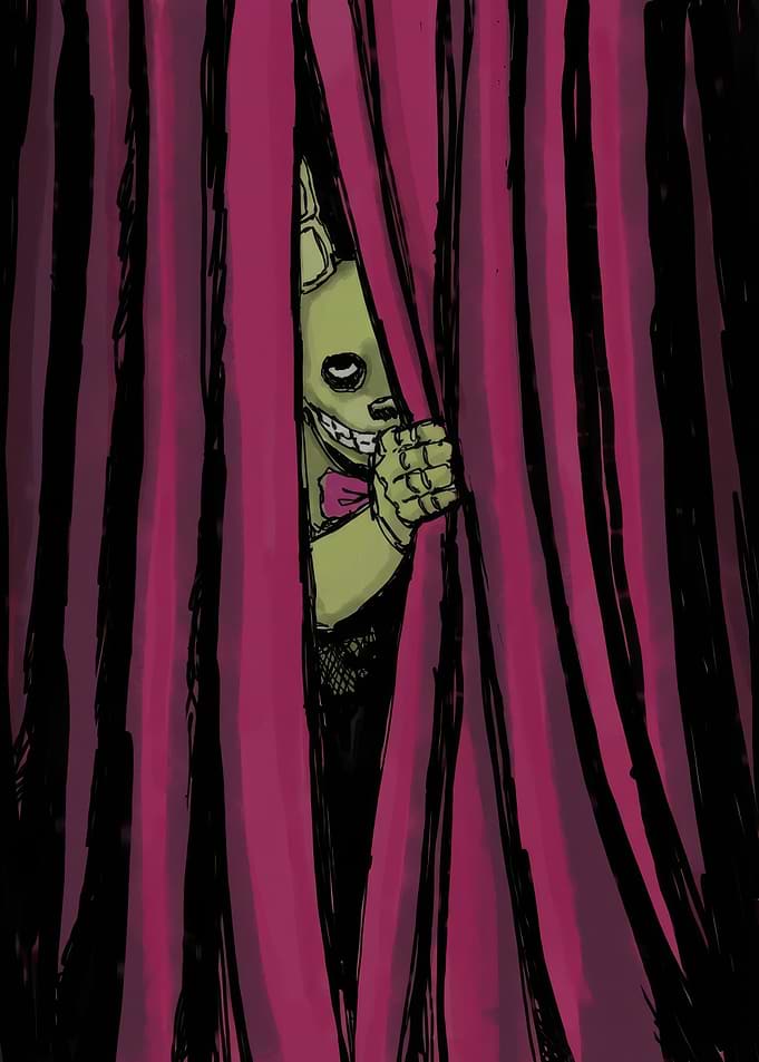 Springtrap Peeking Through Curtains