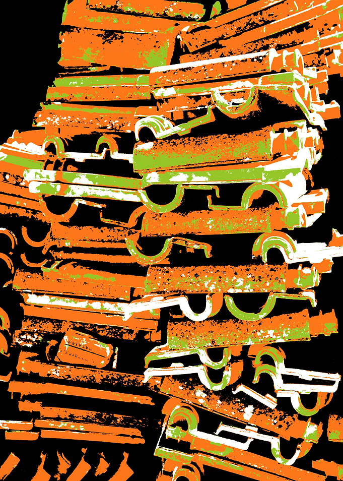 Abstract Pile of Orange Terracotta Roof Tiles