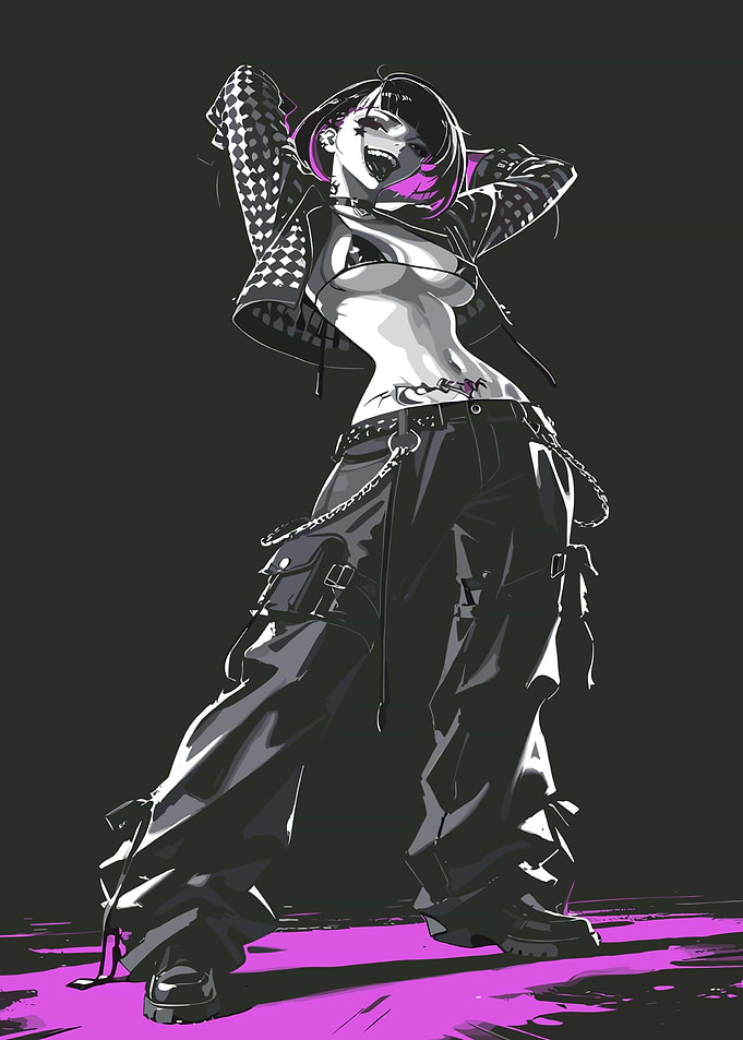Anime girl in punk fashion