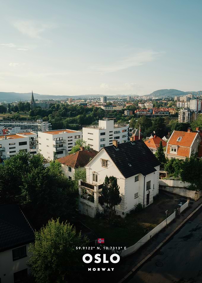 Oslo Cityscape with Houses and Distant Skyline