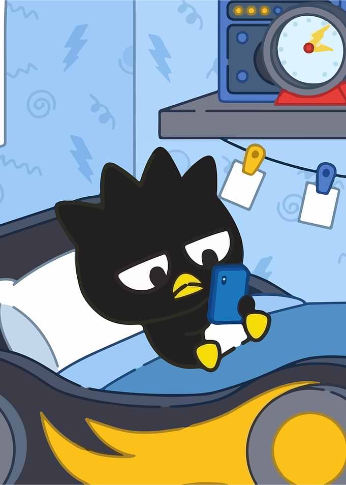 Badtz-Maru in Bed with Phone