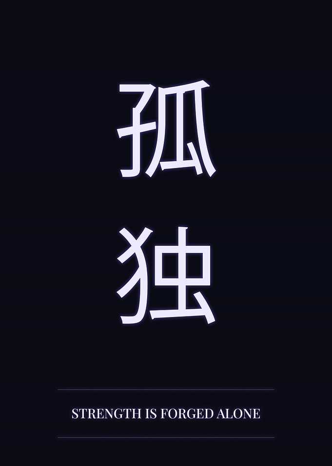 Kanji Typography - Strength is Forged Alone