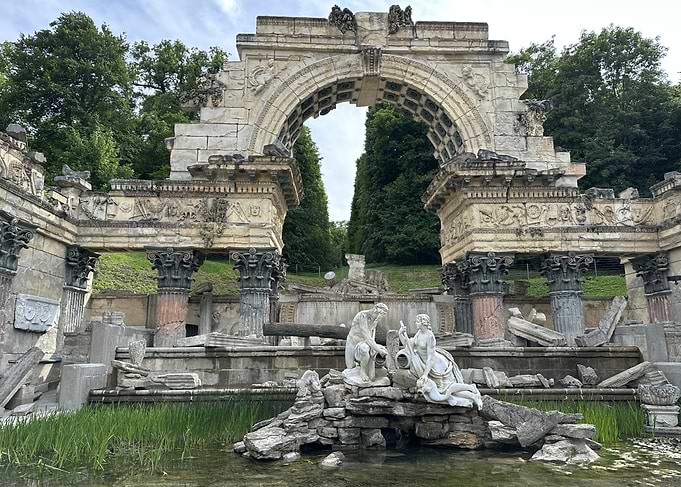 Ancient Roman Ruins with Statues at Schonbrunn Palace