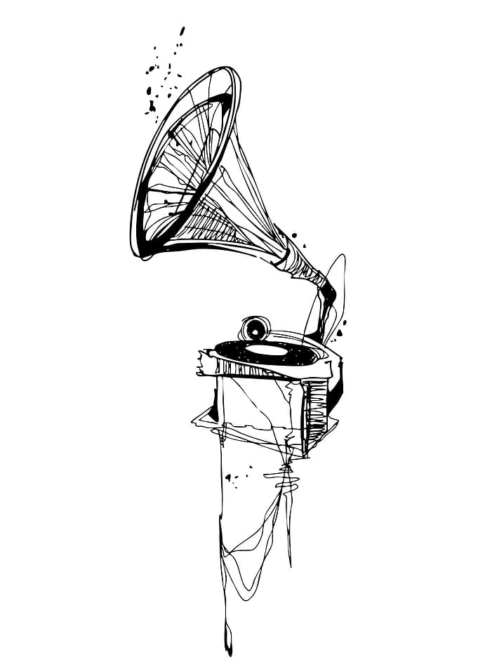 Vintage Gramophone Sketch