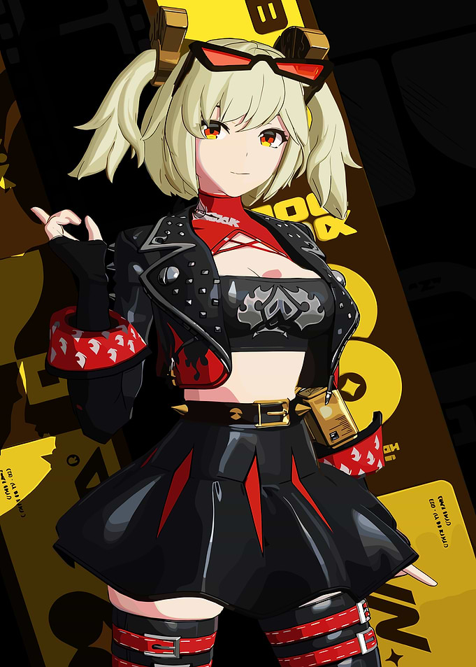 Anime Girl in Rocker Outfit