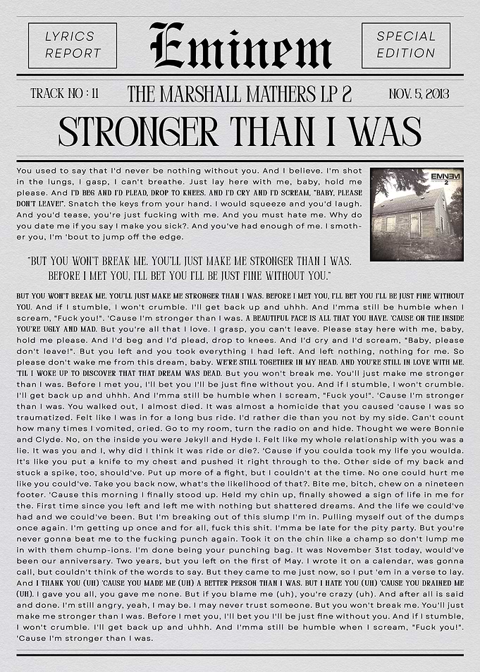Eminem Stronger Than I Was Lyrics