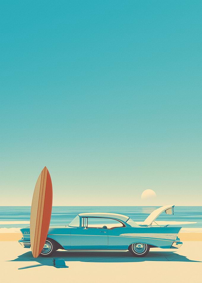 Retro Surf Car on Beach