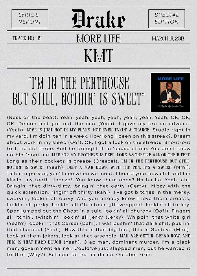 Drake KMT Lyrics Report