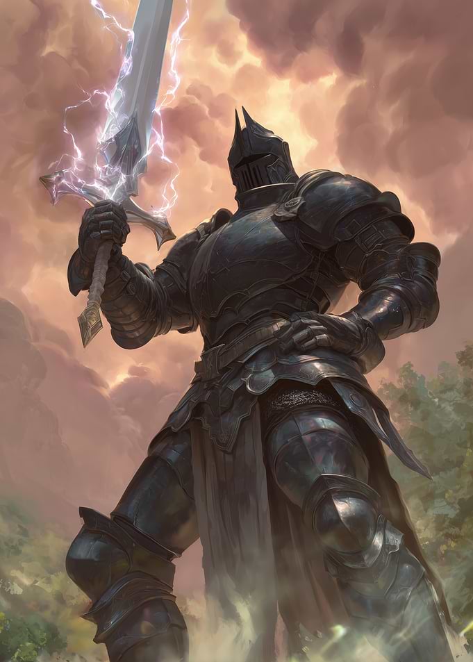 Knight Holding Lightning Sword
