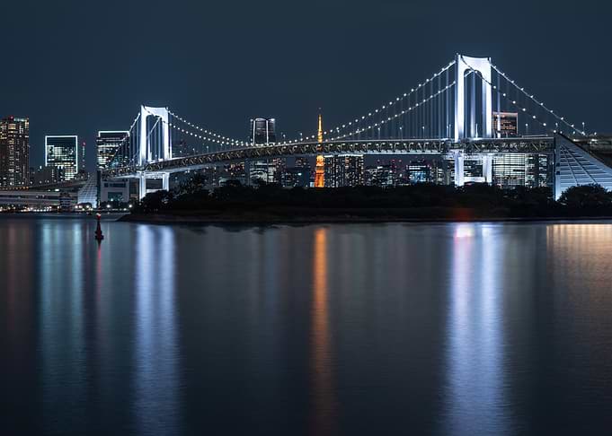 Tokyo Rainbow Bridge at Night
