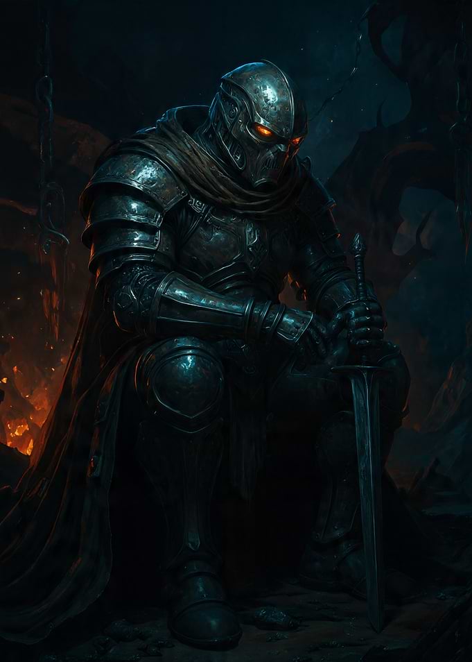 Dark Knight with Glowing Eyes