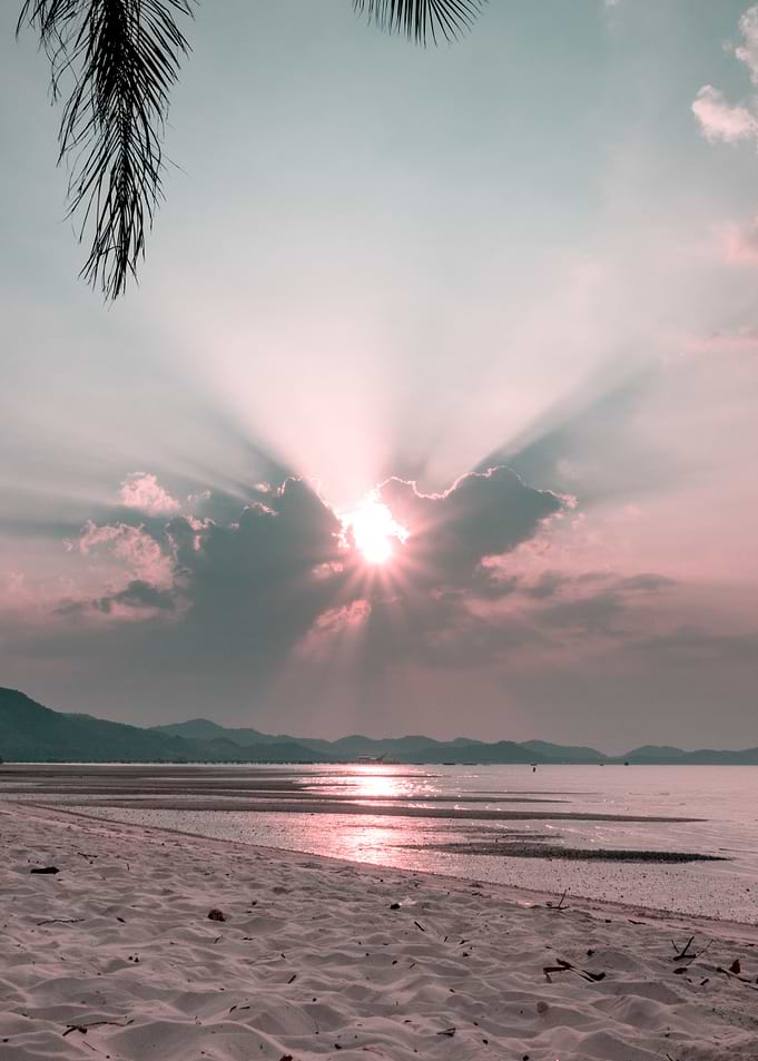 Sunset over a tropical beach