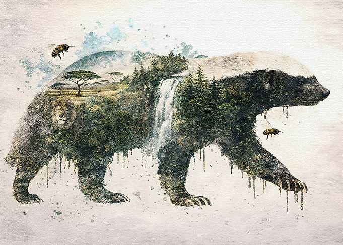 Honey Badger Landscape Double Exposure