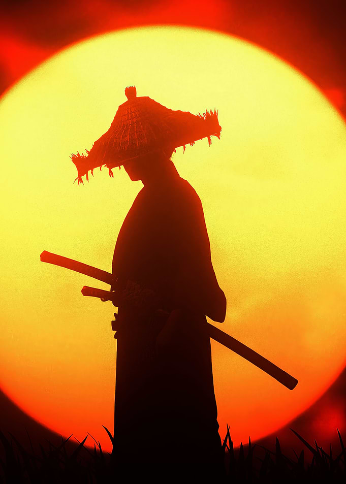 Samurai Silhouette Against a Setting Sun