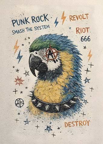 Punk Rock Parrot with Anarchy Symbol