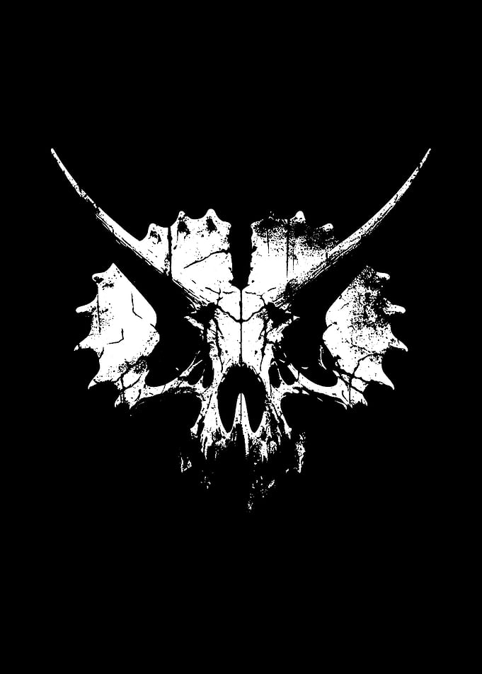 Distressed Triceratops Skull with Horns