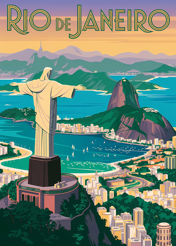 Rio de Janeiro Vintage Travel Poster