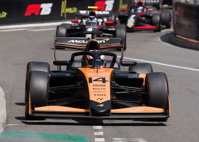 Formula 3 Race Cars on Track