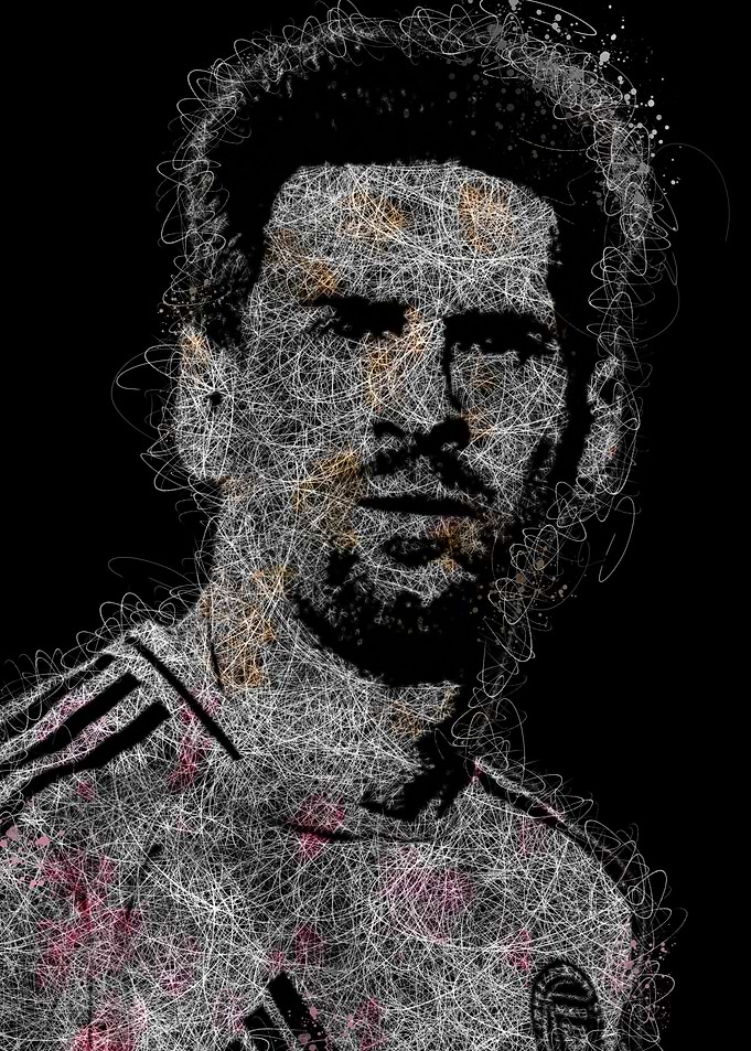 Lionel Messi Scribble Art Portrait