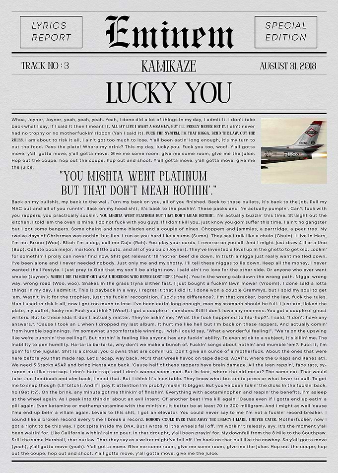 Eminem 'Lucky You' Lyrics Report