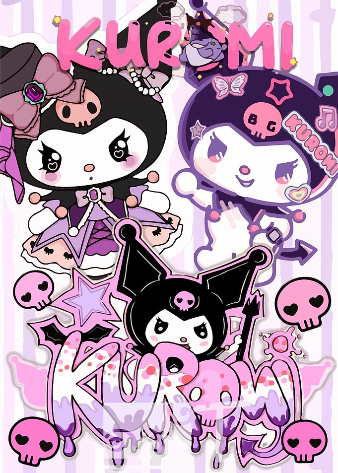 Kuromi Characters with Skulls and Stars