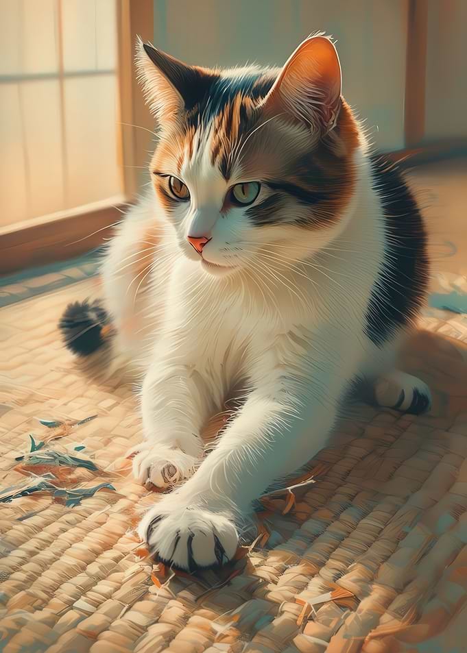 Calico Cat Lounging by Window