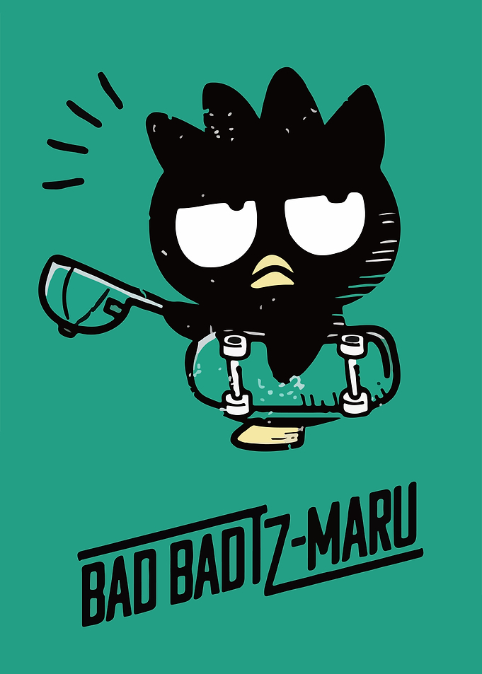 Badtz-Maru on a Skateboard