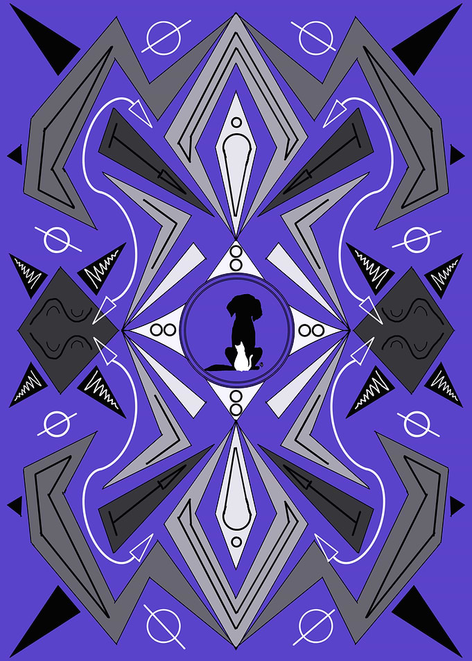 Dog and Cat with abstract design