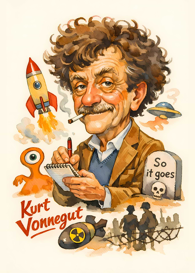 Kurt Vonnegut Watercolor Portrait