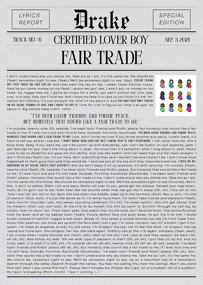 Drake Fair Trade Lyrics