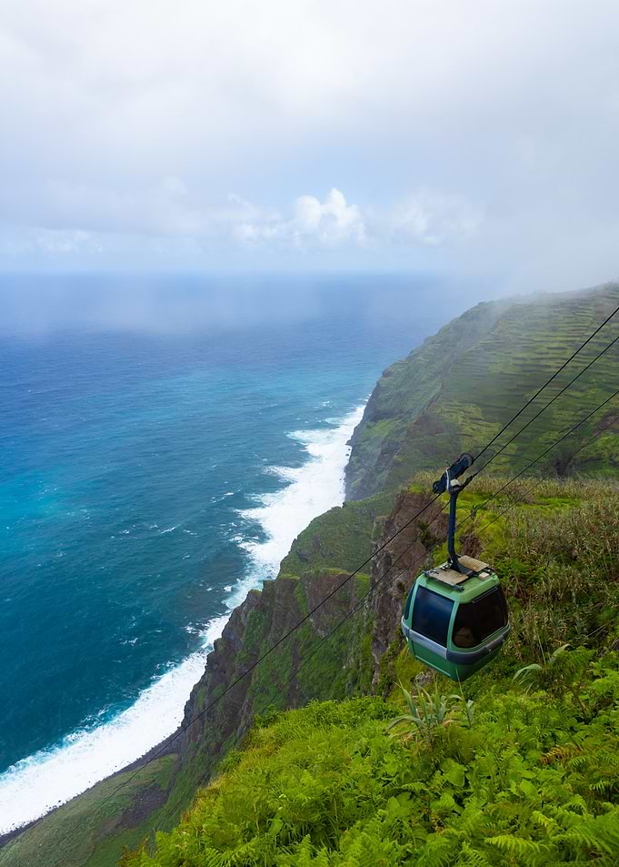 Cable Car Overlooking Coastal Cliffs, Madeira