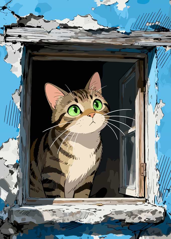 Cat Looking Out a Window