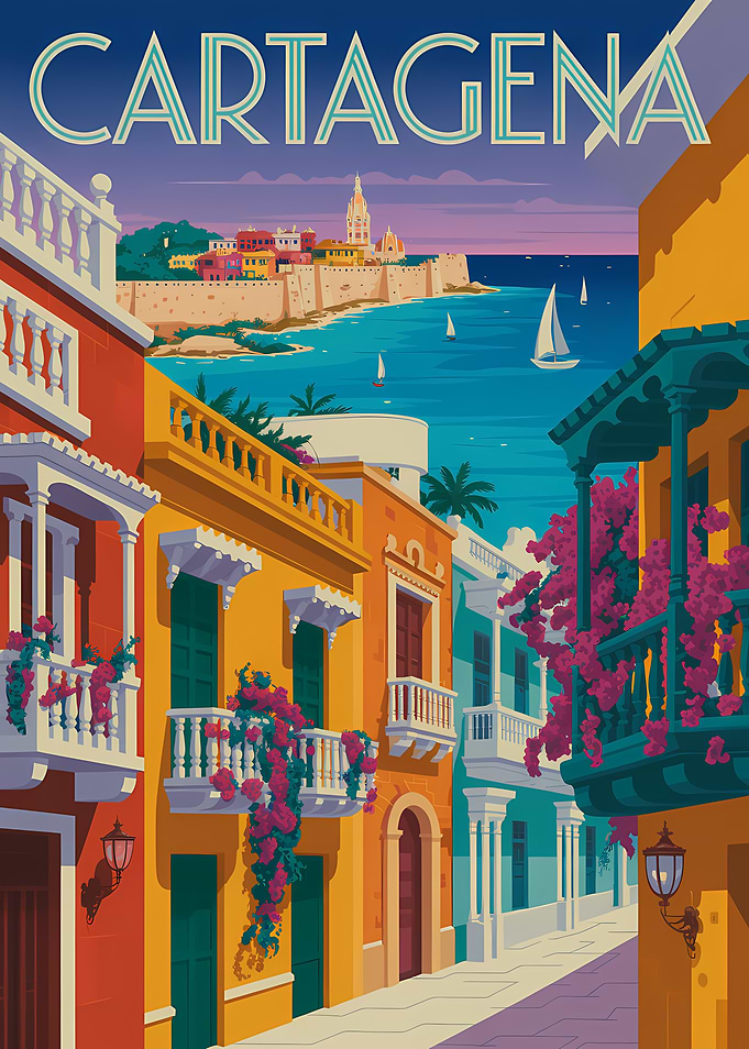 Cartagena Vintage Travel Poster