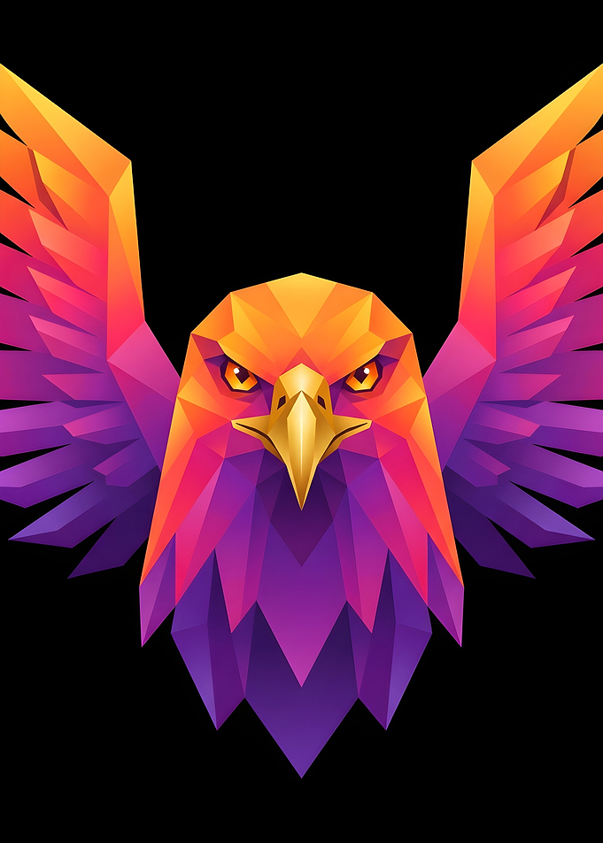 Geometric Eagle Head with Wings