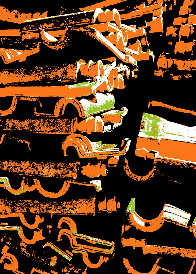 Another Abstract Stack of Orange Terracotta Tiles