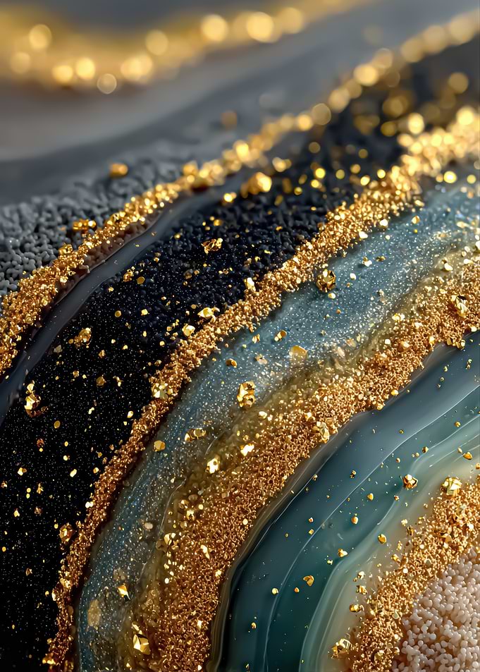 Abstract Gold and Black Geode