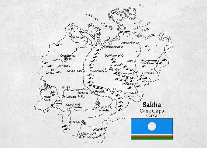 Handdrawn Map of Sakha Republic