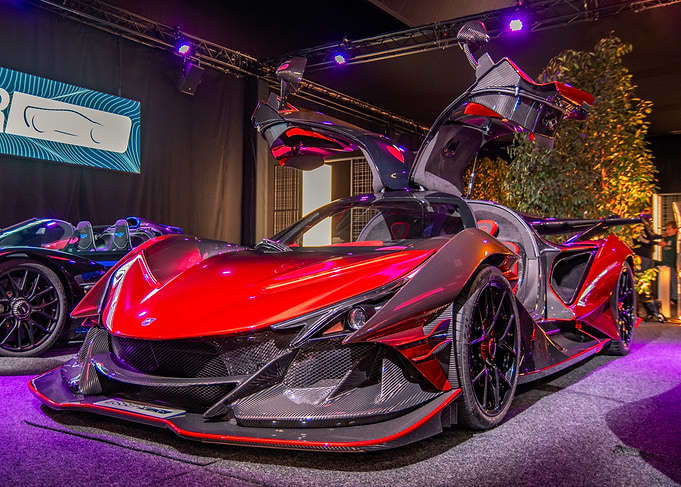 Red Apollo Hypercar with Butterfly Doors