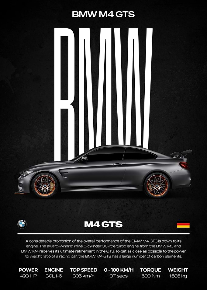 BMW M4 GTS Poster