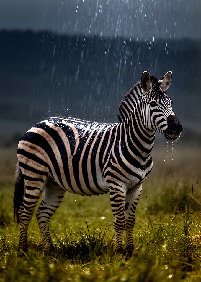 Zebra in the rain