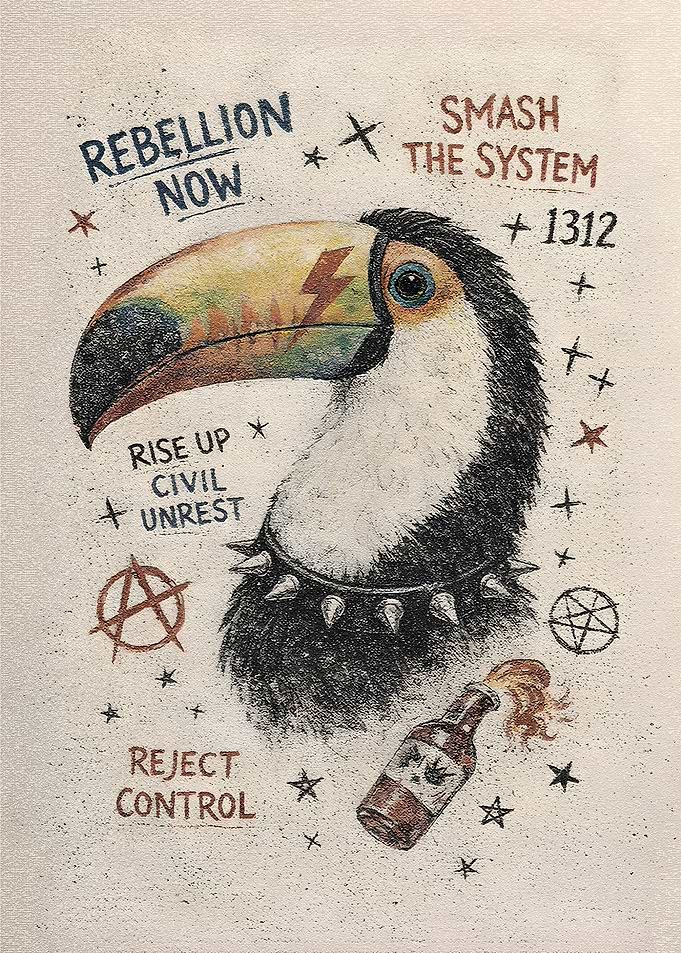 Rebellious Toucan with Punk Collar