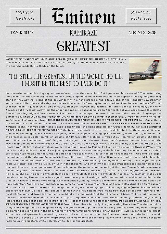 Eminem Greatest Lyrics Report