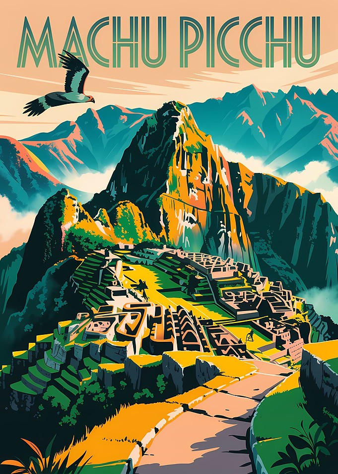 Machu Picchu Vintage Poster