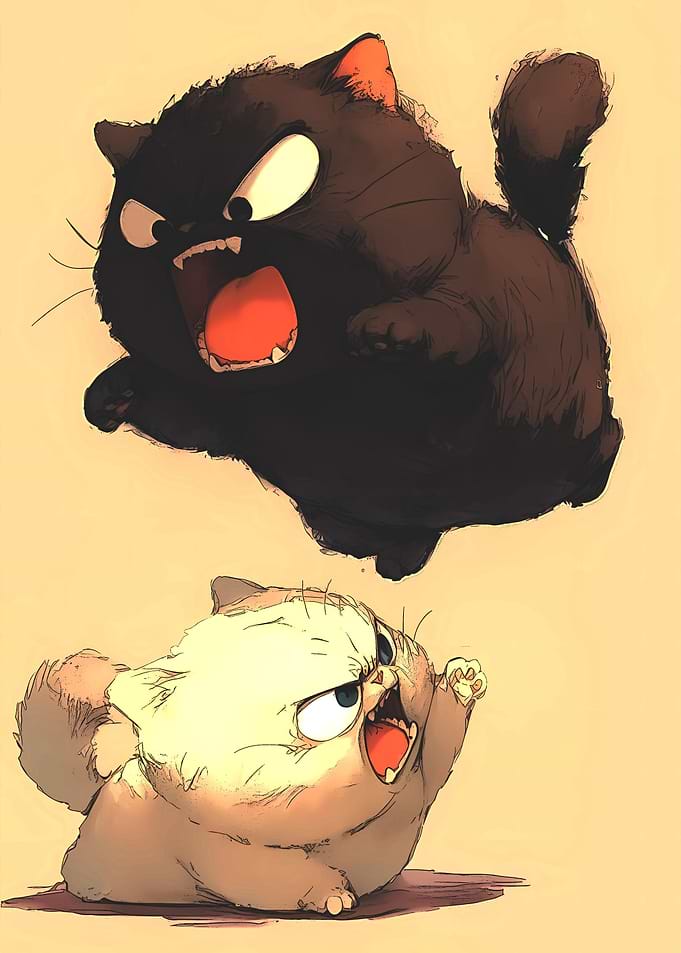 Two Angry Cartoon Cats