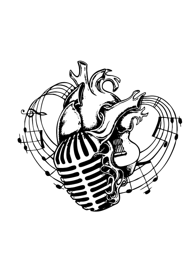 Heart Microphone and Music Notes