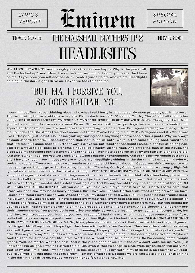 Eminem Headlights Lyrics Report